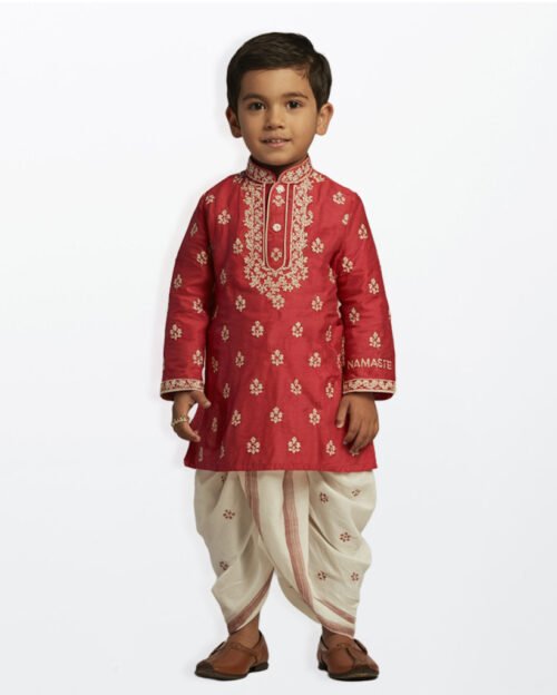 Little Maharaja Embroidered Kurta & Dhoti Set