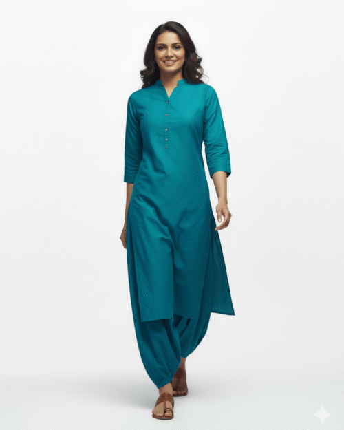 Classic Teal Cotton Kurta Set