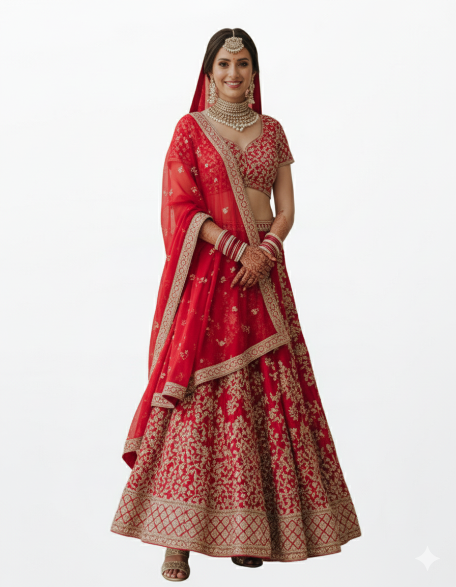Duku Bridal Crimson Lehenga Choli